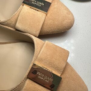 kate spade Beige Suede Flats with Gold Accents